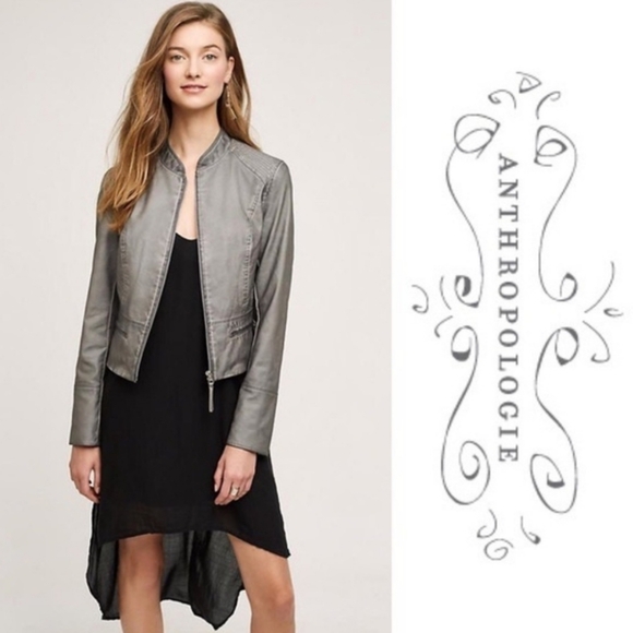 Anthropologie Dara Vegan Leather jacket Hei Hei Grey Gray XS NWT - Picture 1 of 4